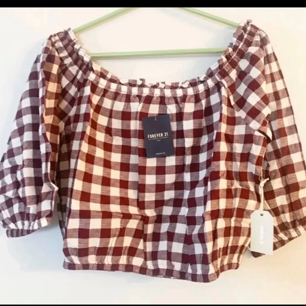 Forever 21 Off-The-Shoulder Gingham Top